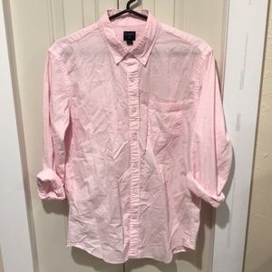 J. Crew pink seersucker shirt